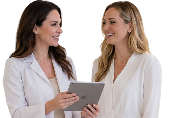 Practice clinician discussing a treatment plan with a patient